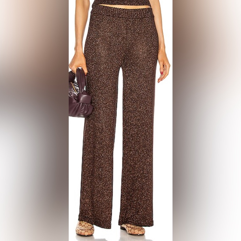 STAUD Daisy Metallic Wide Leg Pants
